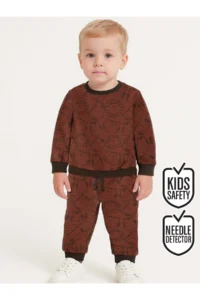 Denokids Hayvanlar Baby Size Brown Tracksuit Set
