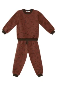 Denokids Hayvanlar Baby Size Brown Tracksuit Set - Image 3