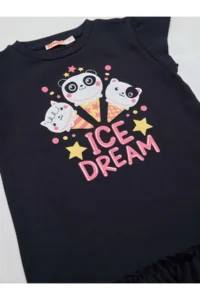 Denokids Ice Cream Dream Cotton Girl's Summer Navy Blue Dress - Image 5