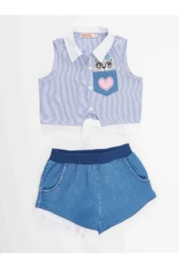 Denokids Raccoon Girl Shirt DENIM Shorts Set - Image 3