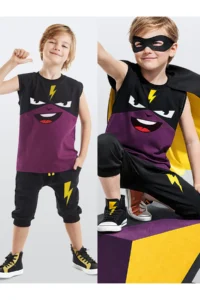 Denokids Lightning Mask Boys' T-Shirt Capri Shorts current