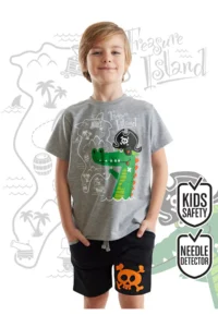 Denokids Korsan Timsah Boys' T-Shirt Shorts Set