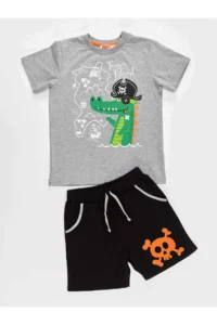 Denokids Korsan Timsah Boys' T-Shirt Shorts Set - Image 3