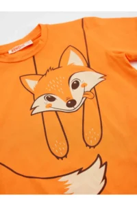 Denokids Orange Tilki Boys' T-Shirt Capri Shorts Set - Image 5