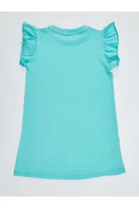 Denokids Gummy Unicorn Girl's Turquoise Ruffle Summer Dress - Image 4