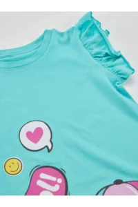 Denokids Gummy Unicorn Girl's Turquoise Ruffle Summer Dress - Image 6