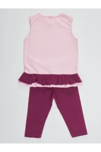 Denokids Frilly Ceylan Girl's Summer Sleeveless T-shirt Tunic Tights Set - Image 4