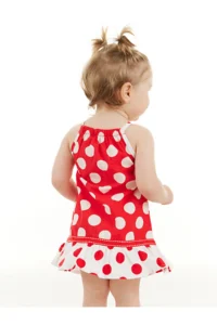Denokids Red Puantiye Baby Girl Sleeveless Summer Dress - Image 2