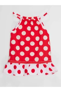 Denokids Red Puantiye Baby Girl Sleeveless Summer Dress - Image 3