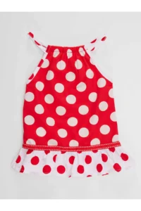 Denokids Red Puantiye Baby Girl Sleeveless Summer Dress - Image 4