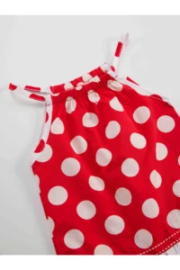 Denokids Red Puantiye Baby Girl Sleeveless Summer Dress - Image 5