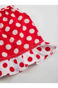 Denokids Red Puantiye Baby Girl Sleeveless Summer Dress - Image 6