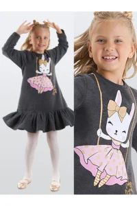 Denokids Glitter Rabbit Girls' Dress