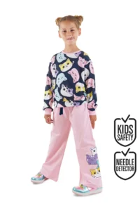 Denokids Sevimli Kediler Girls' Tracksuit Set