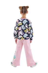 Denokids Sevimli Kediler Girls' Tracksuit Set - Image 2