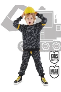 Denokids Arabalar Boys' Black Tracksuit Set