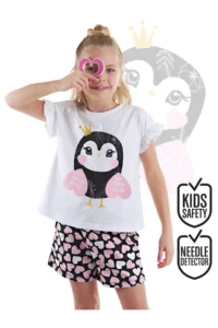 Denokids Hearted Owl Girls' Summer T-Shirt Shorts Set