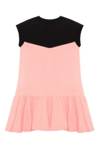 Denokids Floral Unicorn Girl's Salmon Black Summer Combed Cotton Dress - Image 4