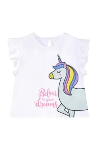 Denokids Polka Dot Unicorn Girl's Summer T-Shirt Poplin Shorts Set - Image 5