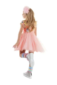Denokids Leo Flower Eid Girl's Tulle Tutu Pink Evening Dress - Image 2
