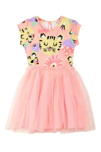 Denokids Leo Flower Eid Girl's Tulle Tutu Pink Evening Dress - Image 3