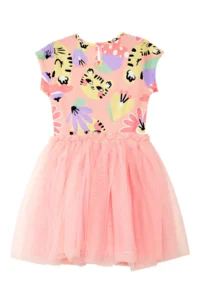 Denokids Leo Flower Eid Girl's Tulle Tutu Pink Evening Dress - Image 4