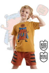 Denokids Super Tiger Boys' Summer T-Shirt Shorts Set