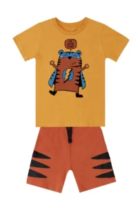 Denokids Super Tiger Boys' Summer T-Shirt Shorts Set - Image 3