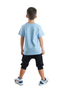 Denokids Shark'n Roll Boy's Summer T-shirt Capri Shorts Set - Image 2