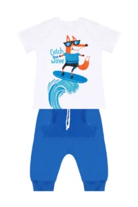 Denokids Surf Fox Boy's Summer T-shirt Capri Shorts Set - Image 3