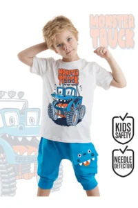Denokids Monster Truck Boy Summer T-shirt Capri Shorts Set