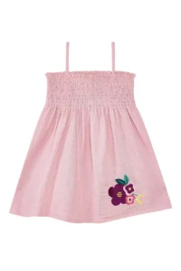 Denokids Floral Dried Rose Baby Girl Kid Muslin Strap Elastic Summer Dress - Image 3