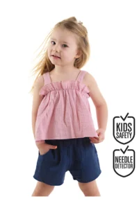 Denokids Baby Girl Kid Pink Summer Muslin Strap Blouse Shorts Set