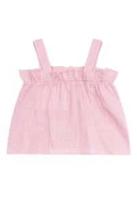 Denokids Baby Girl Kid Pink Summer Muslin Strap Blouse Shorts Set - Image 5