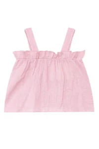 Denokids Baby Girl Kid Pink Summer Muslin Strap Blouse Shorts Set - Image 6