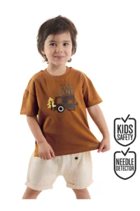 Denokids Baby Boy Kids Summer Muslin Shorts T-shirt Set with Camping Car