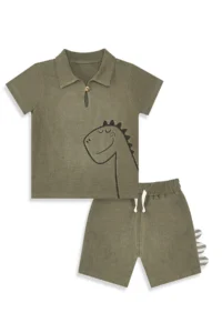 Denokids Dino Baby Boy Kid Summer Muslin Shorts Shirt Set - Image 4