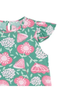 Denokids Pink Floral Girl's Green Ruffle Summer Dress - Image 5