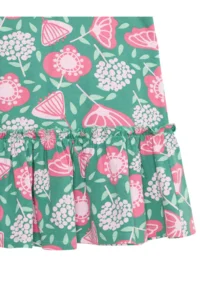 Denokids Pink Floral Girl's Green Ruffle Summer Dress - Image 6