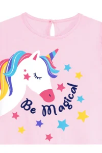 Denokids Unicorn Magic Girl's Pink Ruffle Summer Dress - Image 5