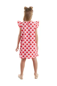 Denokids Chubby Cat Girl's Poplin Pink Ruffle Summer Dress - Image 2