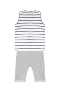 Denokids Construction Vehicle Boy Summer Striped T-shirt Capri Shorts Set - Image 4