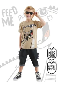 Denokids Funny Dino Boy Summer T-shirt Capri Shorts Set