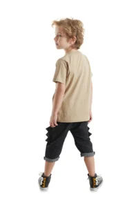 Denokids Funny Dino Boy Summer T-shirt Capri Shorts Set - Image 2
