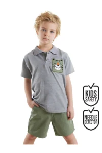 Denokids Kaplan Boy Summer Polo Neck T-shirt Gabardine Shorts Set