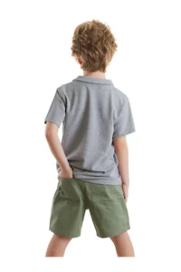 Denokids Kaplan Boy Summer Polo Neck T-shirt Gabardine Shorts Set - Image 2