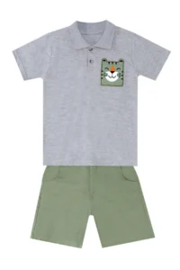 Denokids Kaplan Boy Summer Polo Neck T-shirt Gabardine Shorts Set - Image 3