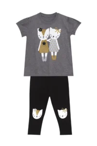 Denokids Kedili Girls' Summer T-Shirt Leggings Set - Image 3