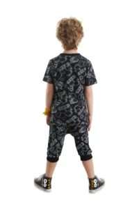 Denokids Car Boy Black Summer T-Shirt Capri Shorts Set - Image 2