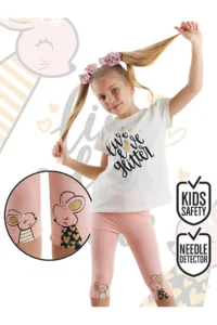 Denokids Cute Mice Girls Summer T-shirt Tights Set